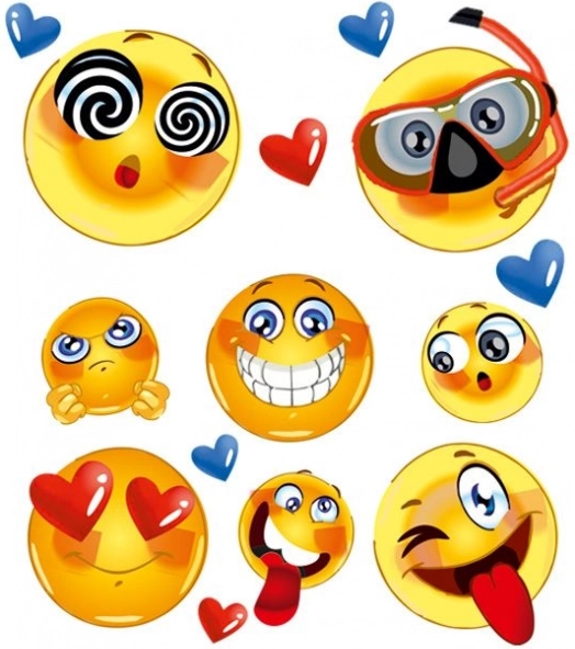 Bügelaufkleber Emoji – kleines Blatt 15 × 21 cm