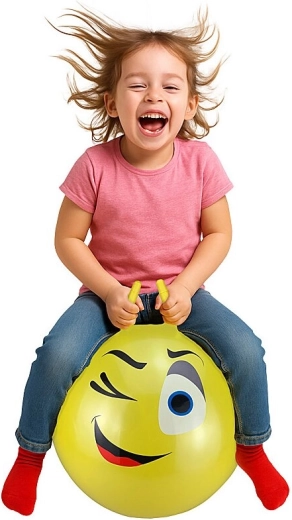 HoppyDoo Hüpfball mit Gesicht gelb 55 cm mit Pumpe