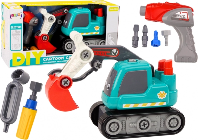 Kinder-Kettenbagger zum Zerlegen DIY – Türkis