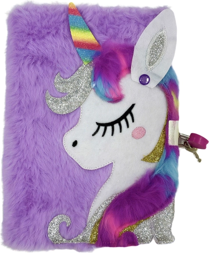 Plüsch-Notizbuch A5 mit Einhorn und Schloss