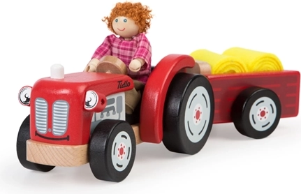 Tidlo Holztraktor mit Anhänger