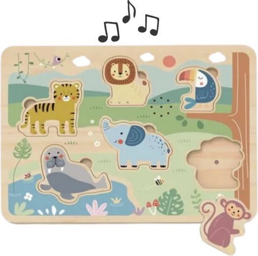 Tooky Toy Holz Interaktives Puzzle Tiere