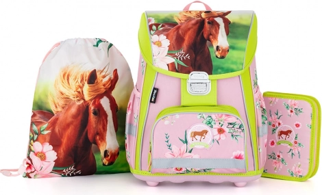 Schulset PREMIUM PFERD – Schulranzen, Federmäppchen und Beutel