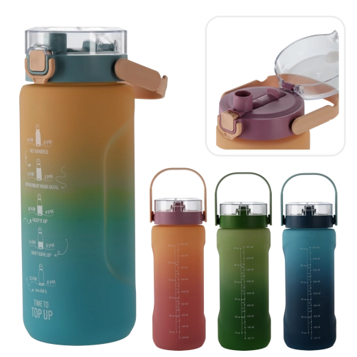 Wasserflasche 2 l mit Ombré-Effekt, dunkelblau–hellblau