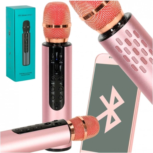 Kabelloses Karaoke-Mikrofon mit Bluetooth, rosa