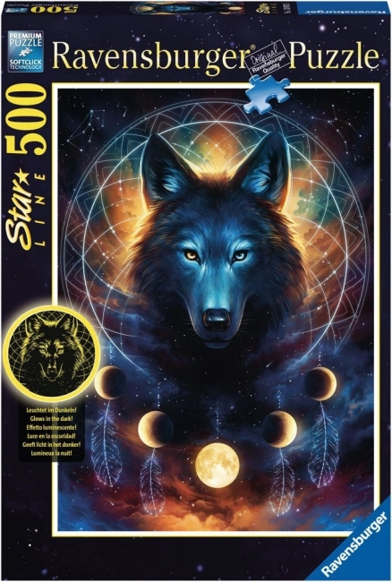 Ravensburger Puzzle – Leuchtet im Dunkeln: Wolf und Monde, 500 Teile