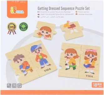 VIGA Holz-Lernpuzzle Kinder anziehen