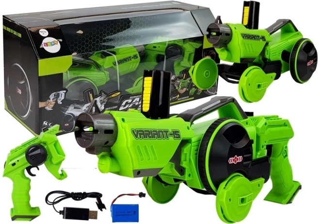Grüne 2-in-1 RC-Pistole und Auto mit Schaumstoffscheiben