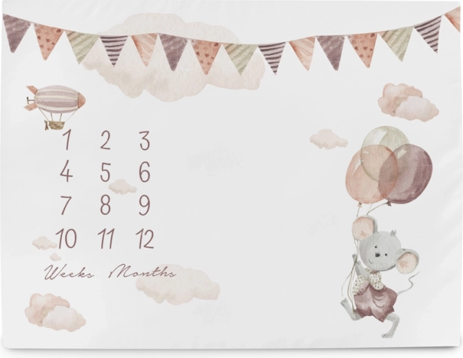Ceba Baby Meilenstein-Foto-Unterlage Basic Mouse 92 × 72 cm