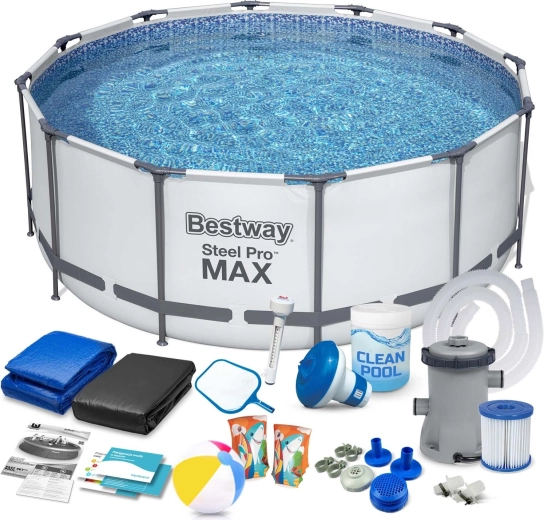 Garten-Rahmenpool 427 × 84 cm Set 17-in-1 BESTWAY Steel Pro MAX