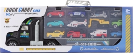 Lkw mit Abschussfunktion für kleine Autos und Hubschrauber, Set mit 12 Fahrzeugen