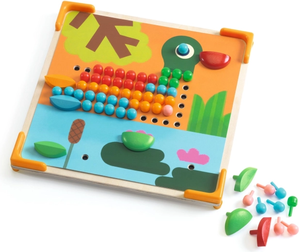 Große, farbige Stifte und Halbkugeln