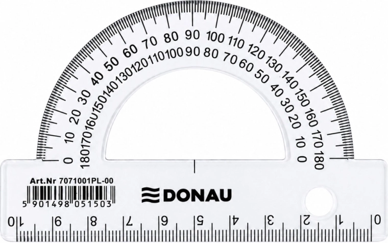 Schulwinkelmesser DONAU transparent 180° 10 cm - 1 Stück