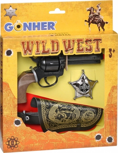 Cowboy-Set – Revolver mit Holster und Sheriffstern GONHER