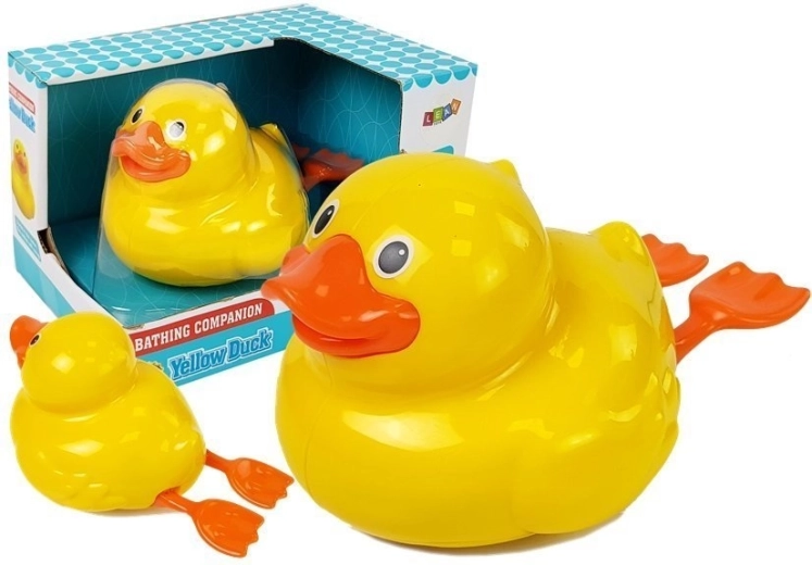 Schwimmende gelbe Badeente mit Batterie, 18 cm