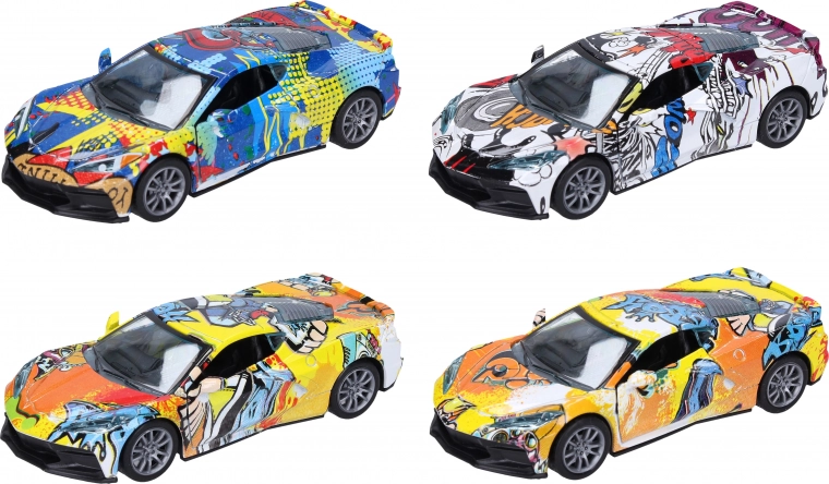 Metallauto 12 cm mit zu öffnenden Türen und Rückziehfunktion