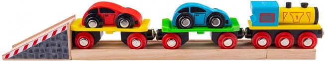 Holzzug-Lastzug mit Autos und Schienen BIGJIGS RAIL