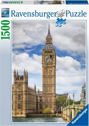Puzzle 1500 Teile – lustige Katze auf der Big-Ben-Uhr RAVENSBURGER