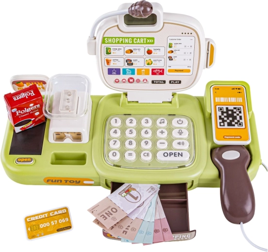 Waage, Taschenrechner und aufklappbare Schublade