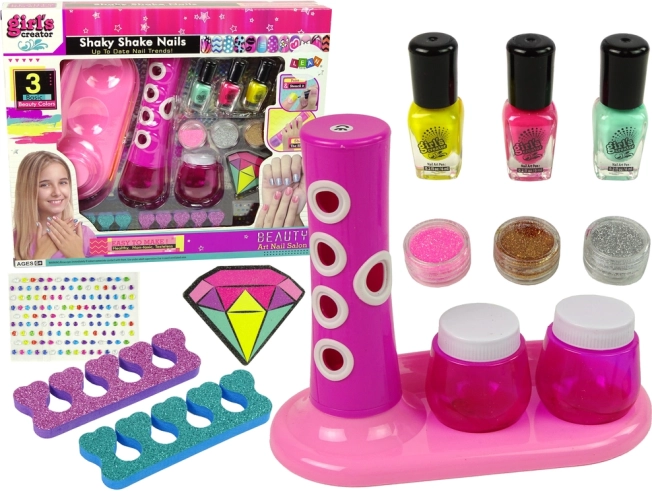 Nagelmalset mit Glitterspender und Aufklebern