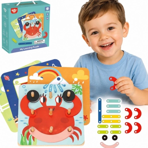 Holzmosaik- und Fädelpuzzle 30 Teile Tooky Toy