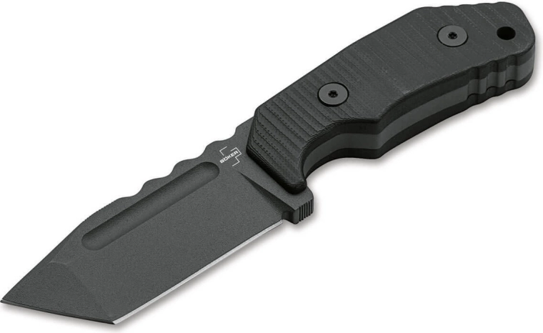 Böker Plus Little Dvalin Tanto Black feststehendes Messer 8 cm, schwarz, G10, Titan, Kydex-Scheide