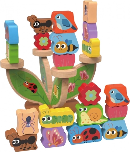 Balance-Spiel Wiese – hölzernes Lern-Bauset für Kinder (21 Teile)
