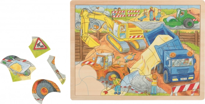 Goki Holzpuzzle Auf der Baustelle 56 Teile