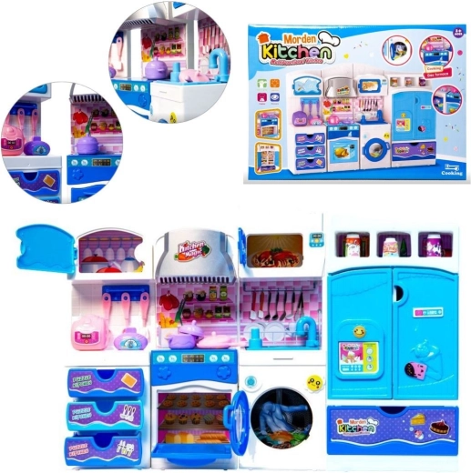 Küchenmöbel für Puppen – großes Set, blau - 1 Stück