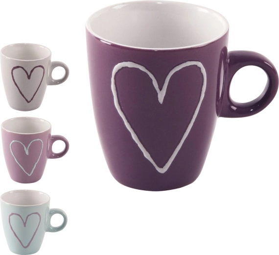 Keramikbecher mit Herzmotiv 230 ml (Mix-Variante)