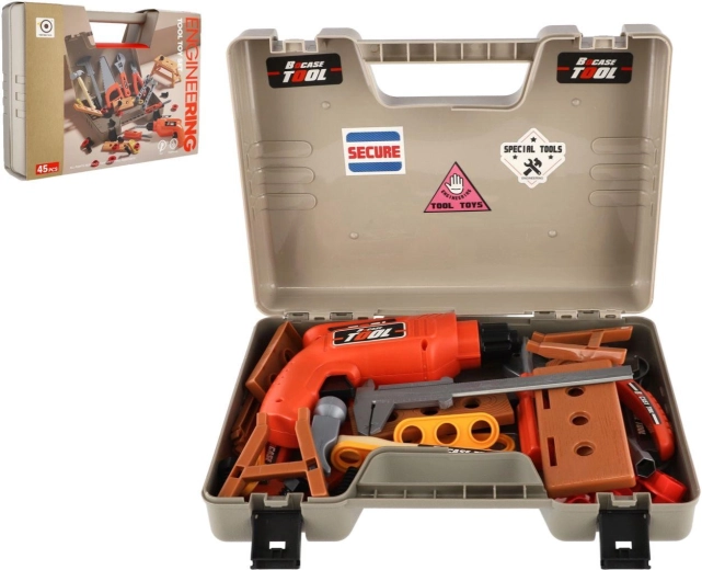 Kindliches Werkzeugset mit Bohrer im Koffer