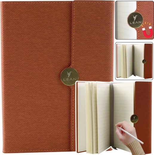 Braunes magnetisches Notizbuch A5 mit Linien und elegantem Einband