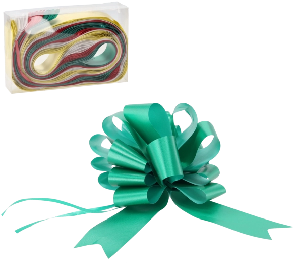 Set mit 20 Zieh-Geschenk­schleifen – Rot, Gold, Grün, Silber