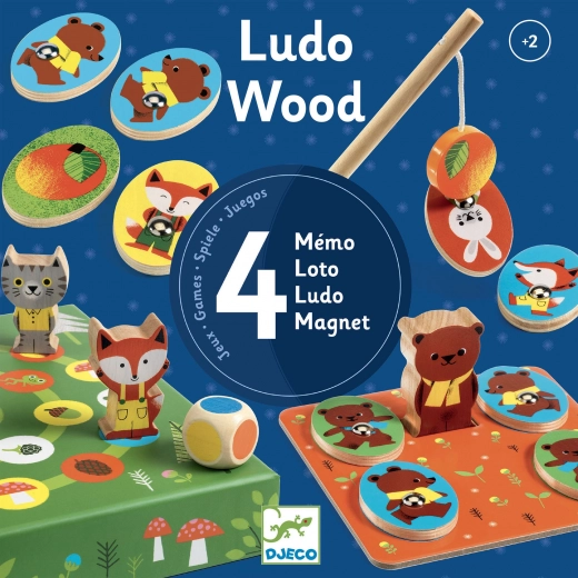 Djeco Set 4 Spiele Ludo Wood