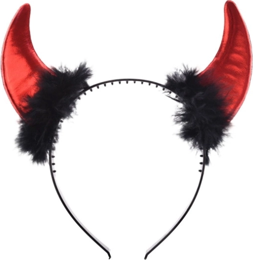 Metallisierte rote Teufelshörner für Halloween