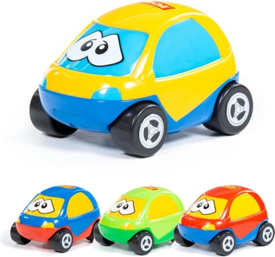 Kleines Plastikauto mit Augen für Kleinkinder