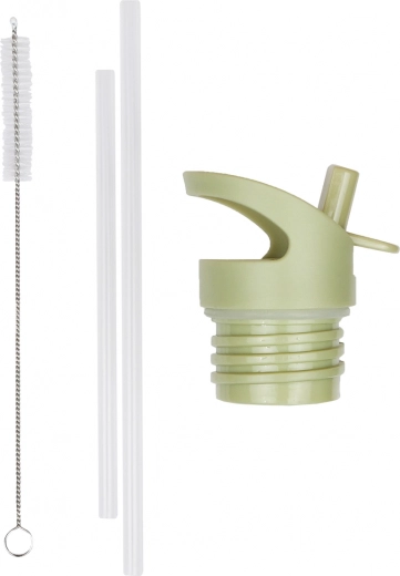 A Little Lovely Company Set aus Verschluss, Bürste und Strohhalm für Edelstahlflasche 350 ml – Dinosaurier