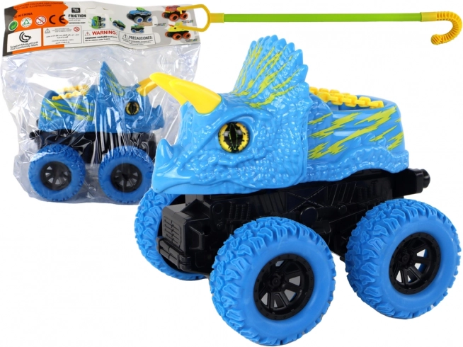 Triceratops Spielzeugauto mit Gummirädern blau