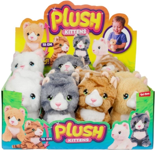 Sitzende Plüschkatze 15 cm, 4 Farben