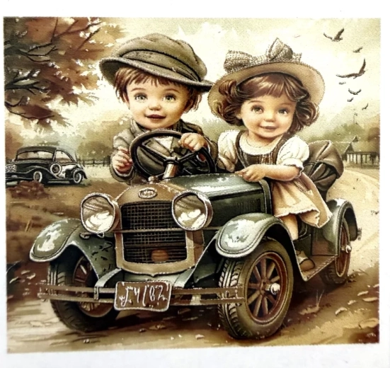 Norimpex Diamantmalerei Kinder in einem Oldtimer 30 × 40 cm