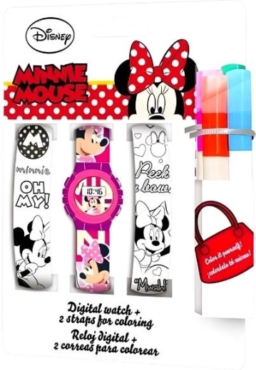 Euroswan Set aus Digitaluhr und ausmalbaren Armbändern Minnie