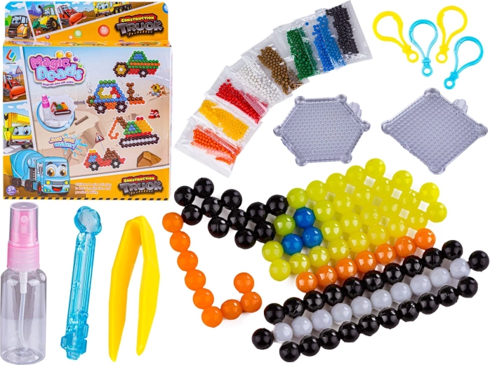 Wasserperlen – Baufahrzeuge, Kreativset (8 Farben)