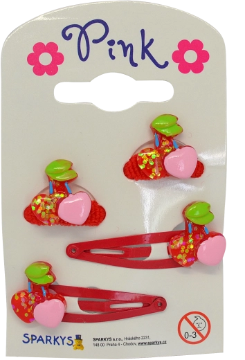 Set aus Haargummis und Haarspangen Kirsche Sparkys