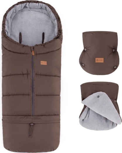 Petite&Mars Set Winterfußsack Jibot 3in1 und Kinderwagen-Handmuff Jasie Dark Walnut