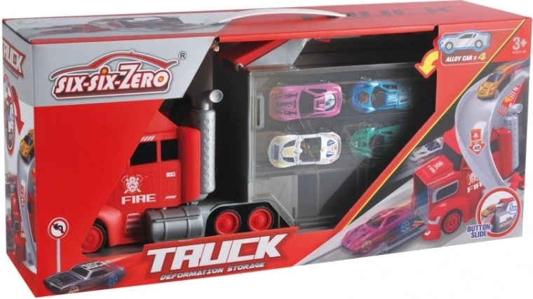 Spielset Lkw mit Katapult und 4 Autos