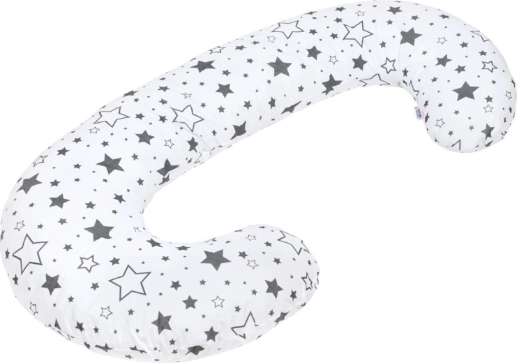 Universelles Stillkissen New Baby in C-Form mit grauen Sternen