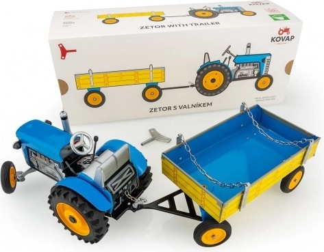 Blechtraktor ZETOR mit Pritschenanhänger mit Schlüsselaufzug 1:25