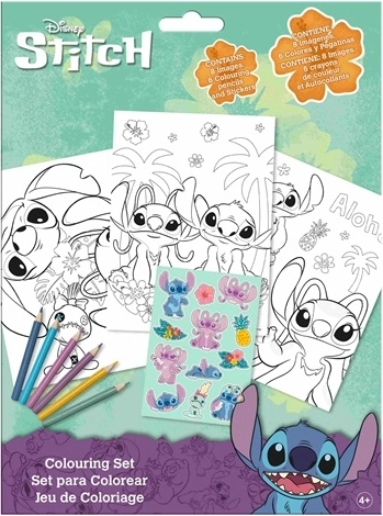 Disney Stitch Ausmalset mit Buntstiften und Stickern