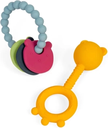 2-in-1 Silikon-Rassel und Beißring für Babys