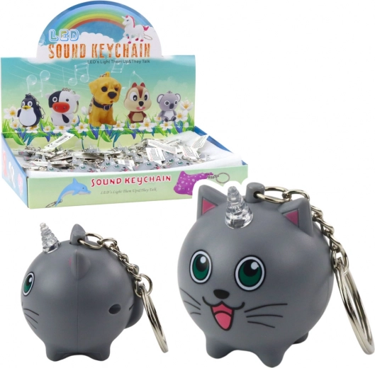 Anhänger Kätzchen-Einhorn mit LED-Horn und Sound, grau